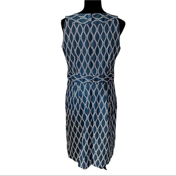 Robbie Bee Dark Blue & White Fully Lined Sleeveless Midi. Sz. 12 - Picture 3 of 5